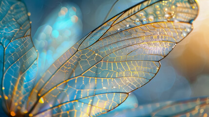 Delicate fairy wings, depicted in stunning close-up detail to capture the ethereal beauty and intricate design of these mythical creatures