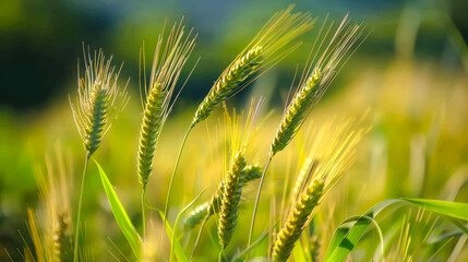 Detailed close-up of wild cereals growing in a lush meadow, symbolizing the abundance of natures offerings