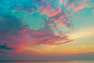 Soft pastel colors blending seamlessly in a serene sunset sky