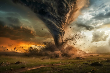 The destructive force of a tornado captured in intense close-up detail