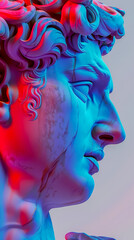 Vivid Hellenotype-inspired art piece capturing the beauty of classical Greek sculptures up close