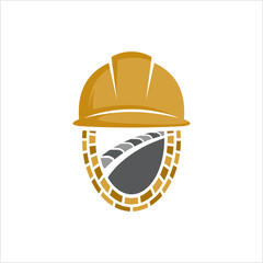 Construction Helmet logo, road asphalt logo