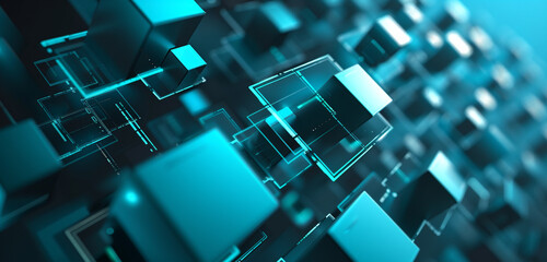 Turquoise squares creating a hi-tech visual experience.