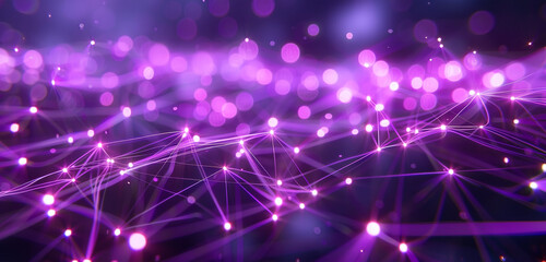 Violet purple networks connect in a mystical logistics technology scene.