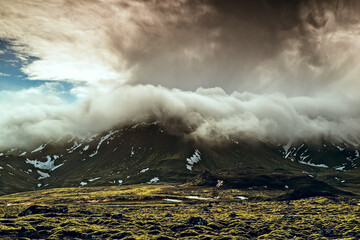 Blafjoll mountain in a cloudy day, Iceland