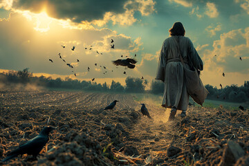 The sower went out to sow. The photo can be used to illustrate the gospel parables.