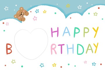 di-cut card design , cute teddy bear on cloud ,colorful star and blue sky. illustration birthday card decoration. greeting card for blessing.