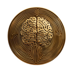 Digital brain as a coin with an electronic brain. AI and technology currency concept.