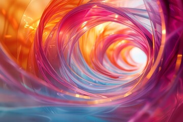 The image is an abstract painting with a vortex of color