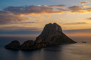 Es Vedra and Es Vedranell islands in a beautiful sunset, Sant Josep de Sa Talaia, Ibiza, Balearic Islands, Spain
