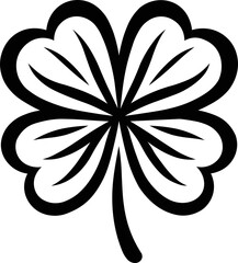 Four leaf clover illustration outline only, Decorative leaves symbol of good luck