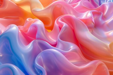 This is an image of a colorful, abstract, wavy surface. The colors are pink, blue, and purple. The surface is smooth and glossy.