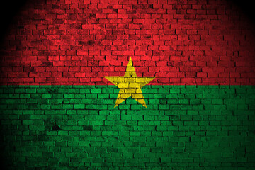 burkina faso flag on brick wall
