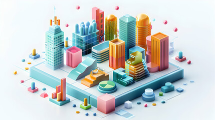 3D Flat Icon: Hedge Fund Manager Utilizing Derivatives for Risk Management in Isometric Scene