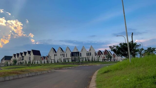 4K footage of Roofs and Houses in Jember Regency in Autumn Day, Minimalistic Architecture. Suitable for promotions for minimalist house.