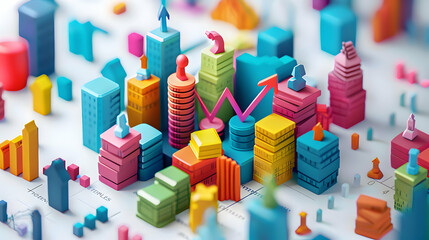 3D Flat Icon: Investment Advisor Recommending Stocks to Match Financial Objectives in Isometric Scene