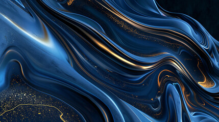 An abstract design of gold and blue creating a glossy, silky surface.