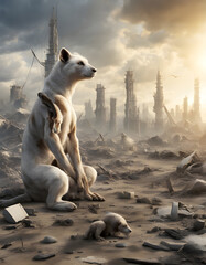 The future world is destroyed by human handiwork. Only some animals survived. 2