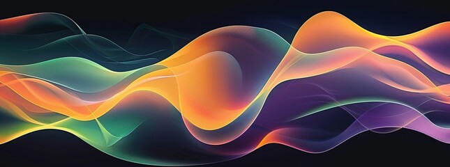 Abstract background of soft orange and green waves with shining wavy lines