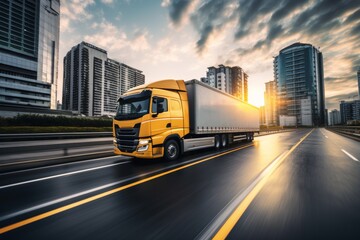 Global business logistics  transportation technology in container cargo truck industry