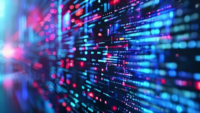 Video of computer screen with a lot of code on it. The code is in different colors and is very complex. Concept of technology and the complexity of computer programming