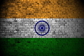 india flag on brick wall