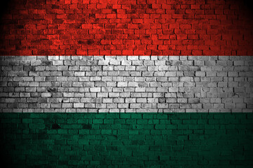 hungary flag on brick wall