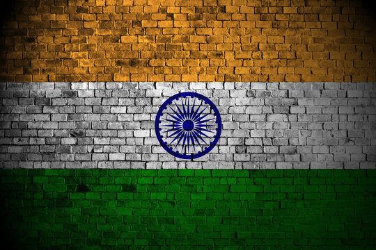 india flag on brick wall