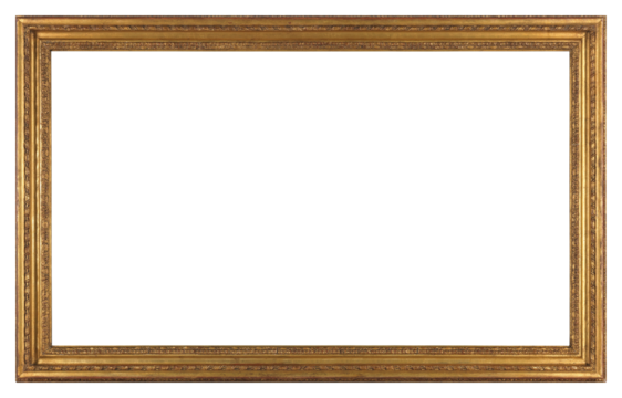 Large wide picture frame on a transparent background, in PNG format.