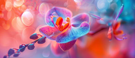 Colorful orchid flower background with vibrant color