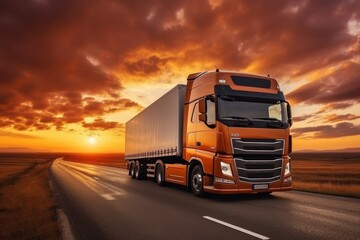 Global logistics technology for import, export, container cargo truck on highway