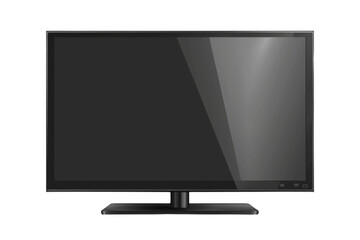 Contemporary television on a translucent backdrop. Realistic vector illustration of a TV screen. Visualize modern TV display. Rendered as a PNG file.