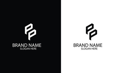 Alphabet letter icon logo PP white background