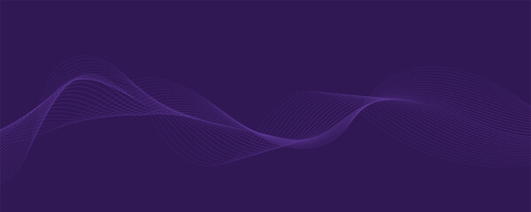 Purple background with flowing wave lines. Futuristic technology concept. Vector illustration