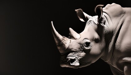 Fototapeta premium rhinoceros close up head on black background