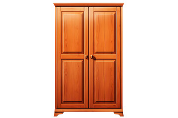 The photo shows a wooden wardrobe with two doors