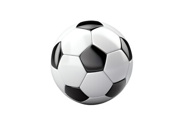 Black and white soccer ball on a transparent background.