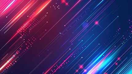 Abstract background with glowing pink, purple and blue neon light lines.