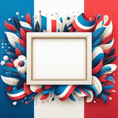 Red white and blue patriotic french border