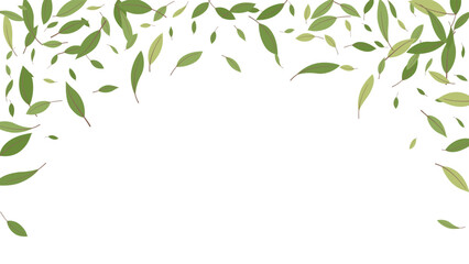 Banner, background, backdrop vector green leaves falling decoretion ecology concept
