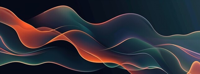 Abstract background of soft orange and green waves with shining wavy lines