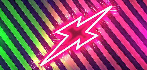 Fototapeta premium Patriotic pattern energized by neon pink and green bolts of excitement.