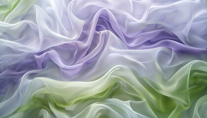 Obraz premium A peaceful and mystical fusion of soft lavender and rich green waves, intertwining in a tranquil dance that evokes the serenity of a hidden garden.