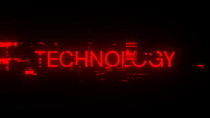 3D rendering technology text with screen effects of technological glitches