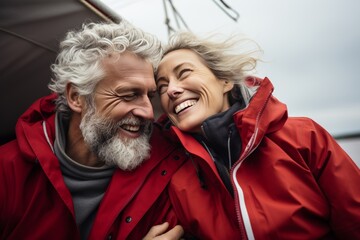 Elderly couple enjoying luxury yacht trip   securing retirement happiness with life insurance