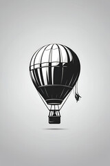 Obraz premium Vectoritize a simple flat minimalistic monochromatic logo, featuring a hot air balloon, well illuminated, low detail, logo, 2d