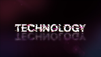 3D rendering technology text with screen effects of technological glitches