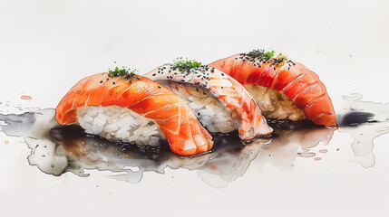 Gourmet salmon nigiri sushi with elegant presentation