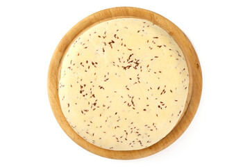 Caraway cheese, isolated on a white background