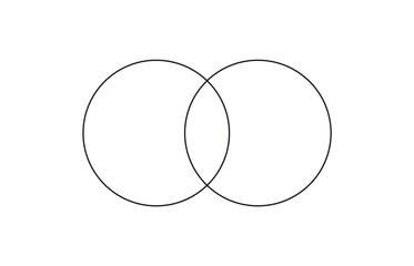 Relationship Venn diagram with 2 intersecting circles. Two opposite circles.